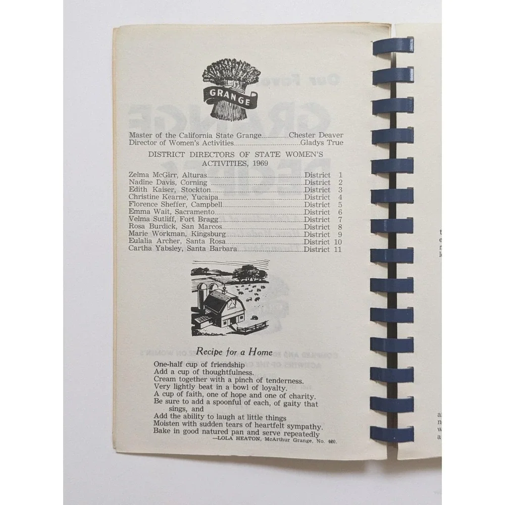 Vintage Our Favorite Grange Recipes 1971 California State Grange Cookbook 315 Pg